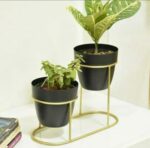 2 Planter Set With Stand black