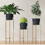 Planter With Stand Set of 3 black