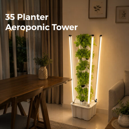 35 Planter Indoor Aeroponics Tower with 4 LED Grow Lights